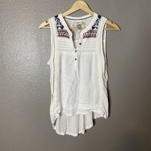 Knox Rose Women's Tank Top Blouse White  Embroidered And Lace size medium